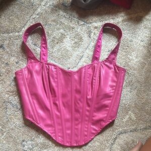 Pink faux leather corset top